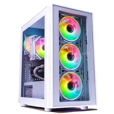 Phantom - Prebuilt Gaming PC Desktop Computer - Intel i7 Xeon 3.5GHz - 16GB RAM - 512GB M.2 SSD WiFi/BT, Win 11 Pro - Gaming Computer Tower, Pre Built PC Gameing - 1 Year Warranty (RX580 - White) - Image 1