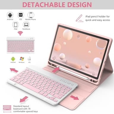 Keyboard Case for iPad Air 11-inch M3/M2/Air 5th/ 4th Generation- Detachable Bluetooth Keyboard Case with Pencil Holder - Flip Stand Cover for iPad Air 11"(2025&2024) /Air 5 2022/Air 4 2020/Pro 11 1st - Image 4