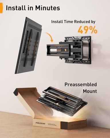 Perlegear Full Motion TV Mount for 32-65 Inch TVs up to 99 lbs, Max VESA 400x400mm, Fits 16”/12” Wood Studs, Height Adjustable Pre-Assembled TV Wall Mount, Tool-Free Tilt, Swivel & Extension, PGMF21 - Image 4