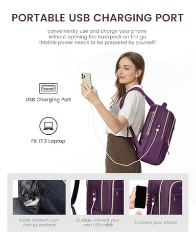 LOVEVOOK Laptop Backpack for Women, 17 Inch Slim Computer Bag with Separate Computer Compartment for Work Travel Business - Image 5
