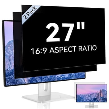 [2 Pack] 27 Inch Computer Privacy Screen for 16:9 Aspect Ratio Widescreen Monitor, Eye Protection Anti Glare Blue Light Computer Monitor Privacy Filter, Removable Anti-Scratch 27in Protector Film - Image 1