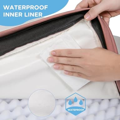 Sunheir Washable Large Dog Bed Covers Soft Plush Replacement, Waterproof Dog Bed Liner, Pet Bed Cover with Zipper 35x22x3 Inches, Pink, Cover Only - Image 2