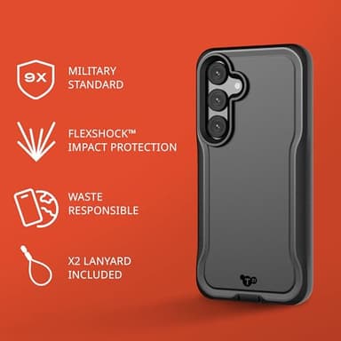 Tech21 Evo Pro Samsung S24 Case: 20ft Military Drop Proof Protection, Case for Galaxy S24 with Enhanced Camera Protection, 2 Lanyards Included for Durability and Safety - Black - Image 3