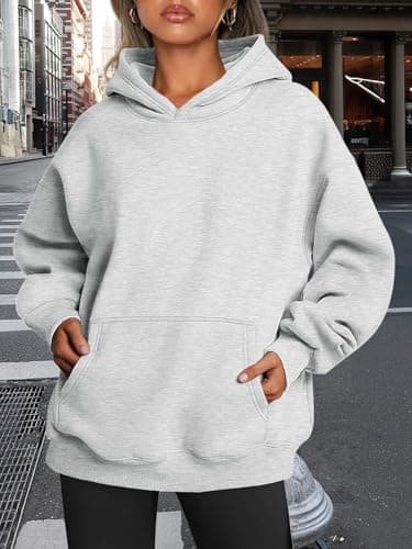 Trendy Queen Womens Oversized Hoodies Fleece Sweatshirts Fall Fashion Pullover Sweaters Winter Clothes 2025 Grey S - Image 6
