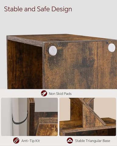 SUNMORY 6 Tier Tree Bookshelf, Small Bookcase with Storage Cabinet, Modern Tall Narrow Bookshelves Organizer, Floor Standing Book Shelf for Bedroom/Living Room/Home Office/Corner, Rustic Brown - Image 6