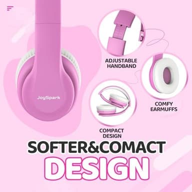Kids Bluetooth Headphones, Lightweight Wireless Headphones for Kids, 85/94dB Volume Limited, 60 Hours Playtime, Bluetooth 5.3, Over-Ear Toddler Headsets with Built-in Mic-Pink - Image 5