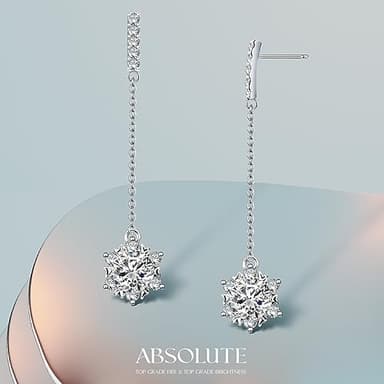 ABSOLUTE Moissanite Drop Earrings for Womens S925 Sterling Silver Linear Earrings Hypoallergenic Star Shape Dangle Earrings Studs for Women Birthday Gift With Certificate - Image 3