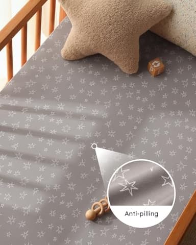 Unnivoll Baby Crib Sheets for Boys Girls, 28x52x8in Fitted Crib Sheet Neutral 3 Pack for Standard Crib and Toddler Mattress, Breathable Soft Microfiber Baby Sheet Blue Gray Planet - Image 4