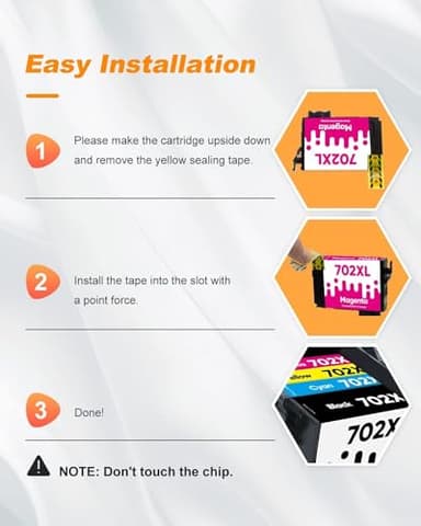 MILEKO 702XL Ink Cartridges Remanufactured Replacement for Epson 702XL 702 702 XL T702XL use with Workforce Pro WF-3720 WF-3730 WF-3733 Printer (1 Black 1 Cyan 1 Magenta 1 Yellow,4 Pack High Yield) - Image 6