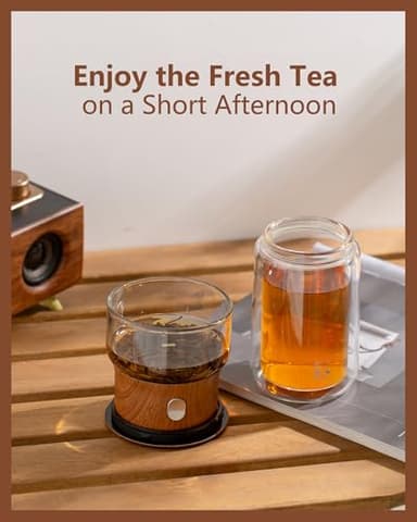 ZENS Modern Glass Infuser Teapot, One Touch Tea Maker for Loose Leaf Tea with Insulated Mug and Portable Case. Enchanted Pot Alternatives for Tea Lover Gifts - Image 4