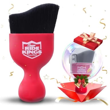 RIDE KINGS Car Detailing Brush,Auto Soft Hair Duster Interior with Curved Dirt Dust Collectors,Automotive Care，Gifts for Men Women(Red)-1pack - Image 1