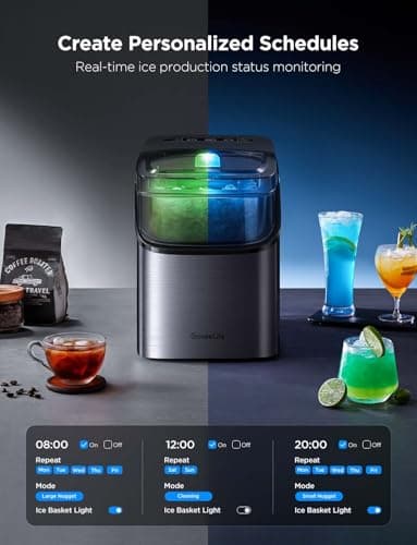 GoveeLife Smart Ice Maker Countertop, Portable Ice Machine with Voice Control, 9 Ice Cubes in 6 Minutes 3 Sizes, 26lbs/24Hrs, Self Cleaning RGB Lights, Quiet Ice Maker with Scoop for Kitchen Silver - Image 8