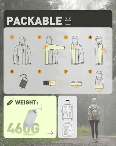 33,000ft Packable Rain Jacket Women Lightweight Waterproof Raincoat with Hood Cycling Bike Jacket Windbreaker - Image 5