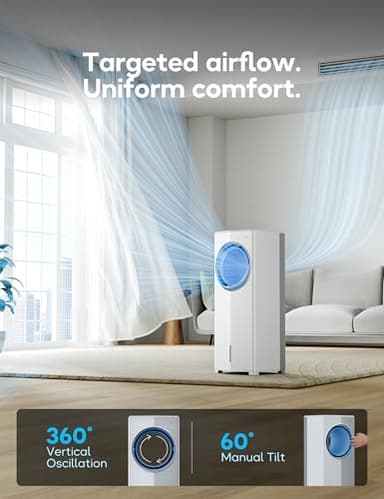 AEROZY BUMAI Windowless Portable Air Conditioner, 26.2" Small Evaporative Air Cooler for Room No Window, 3-Speed Settings, 4 Modes, 7H Timer, Remote Control, 4 Ice Packs, Quiet AC Unit for Bedroom - Image 5