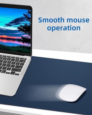 Leather Desk Pad Blotter,Mouse Pad,Office Desk Mat, Non-Slip PU Leather Desk mat,Large Desk mat,Waterproof Keyboard mat for Office/Home/Decor (Midnight Blue,35" x 17") - Image 5