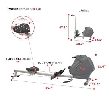 Sunny Health & Fitness Multifunction Premium Magnetic Indoor Rowing Machine - SF-RW5941 - Image 5