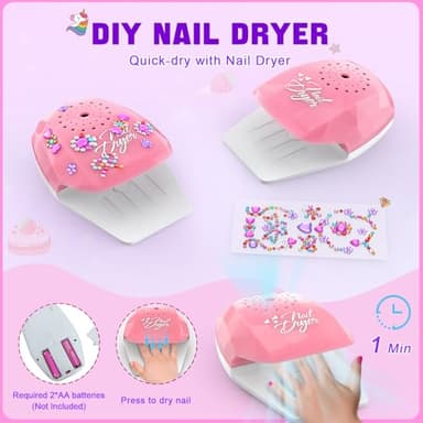 Kids Nail Polish Set for Girls, Non-Toxic Quick Dry Nail Art Salon Kit with Nail Dryer and Peelable Nail Polish,Ideal Gift Toys for Girls Age 3-12 - Image 4
