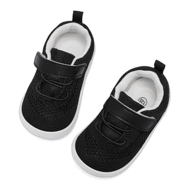 MORENDL Toddler Sneakers Baby Boys & Girls Barefoot Shoes Lightweight Breathable Walking Running Tennis Athletic Sport Shoes Black Size 7 - Image 3