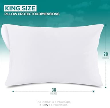 Utopia Bedding Waterproof Pillow Protectors Zippered King Size (2 Pack, White), Zippered Pillowcases, Bed Bug Proof Pillow Encasement Covers 20 x 38 Inches - Image 2