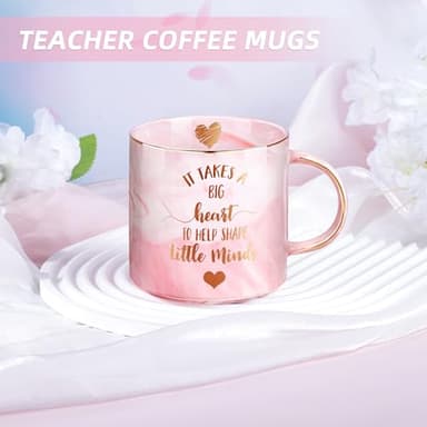 Teacher Appreciation Gifts Thank You Basket for Women Teacher Gift Sets from Student Big Heart Pink Coffee Mug Graduation Gifts Unique Christmas Ideal for Teachers - Image 3
