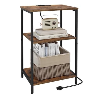 X-cosrack Side Table with Charging Station, End Table with USB Ports and Outlets, Nightstand with Storage Shelves for Small Space, Sofa Couch Table Bedside Table for Living Room Bedroom - Image 9