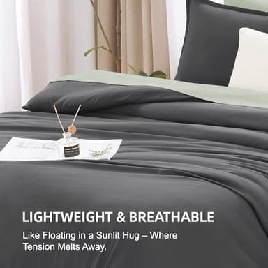 Litanika Oversized King Comforters Dark Grey Super King Size, 3 Pieces Lightweight Solid Bedding Comforter Set, All Season Fluffy Bed Set (120x120In Comforter & 2 Pillowcases) - Image 6