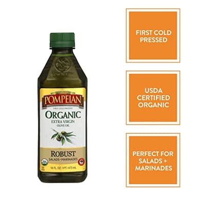 Pompeian USDA Organic Robust Extra Virgin Olive Oil, Contains Polyphenols, First Cold Pressed, Full-Bodied Flavor, Perfect for Salad Dressings & Marinades, 16 FL. OZ - Image 3