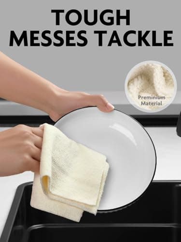 Fantasticlean Tear Away Dish Cloth - 40 Sheets - 10'' by 10'', Reusable Washable Kitchen Towel Rolls, Super Absorbent and Thick Microfiber Cleaning Cloths (2 Rolls of Beige and MossGreen) - Image 5