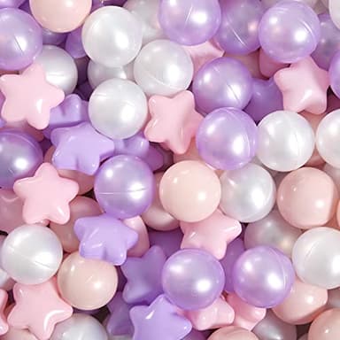 GOGOSO Pink and Purple Star Pit Balls for GirlsToddlers for Playhouse, Baby Pool, Play Ball Fun Centers, for Babies, Kids, Toddlers 1-3, Phthalate Free BPA Free - Image 1