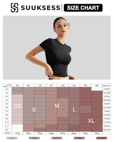SUUKSESS Women Double Lined Fitted Basic Tee Shirts Crew Neck Short Sleeve Y2K Going Out Crop Tops (Pearl, S) - Image 7