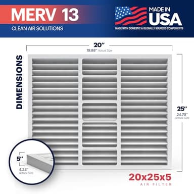 BNX TruFilter 20x25x5 (19.88’’ x 24.75’’ x 4.38‘’ Honeywell Compatible 4”) MERV 13 Air Filter (2-Pack) - MADE IN USA - HVAC AC Furnace Filters Health, Allergies, Mold, Bacteria, Smoke, MPR 1900 FPR 10 - Image 2