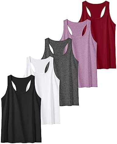 6 or 5 Pack Workout Tank Tops for Women, Athletic Racerback Sports Tank Tops, Compression Sleeveless Dry Fit Shirts - Image 3