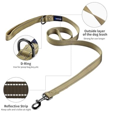 Annchwool No Pull Dog Harness with Padded Handle+5 Ft Leash,Reflective Strip Escape Proof and Quick Fit to Adjust Dog Harness,Easy for Training Walking for Small & Medium and Large Dogs(Brown-Set,L) - Image 5