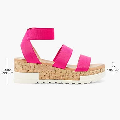 DREAM PAIRS Women's Open Toe Elastic Ankle Strap Casual Flatform Platform Wedges Sandals,Size 6,Neon/Pink,REED-1 - Image 4