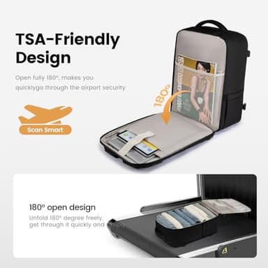 LOVEVOOK Backpack Men - 18inch Travel laptop backpack 45L Large Carry On Backpack Personal Item Size, Airline Approved waterproof backpack with 3 Packing Cubes,Black&Gray - Image 6