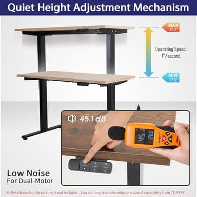 TOPSKY Dual Motor Electric Adjustable Standing for up to 70.8”x31.5” Table Tops, 225 lbs Weight Capacity, Computer Desk for Home and Office (Black Frame only) - Image 7