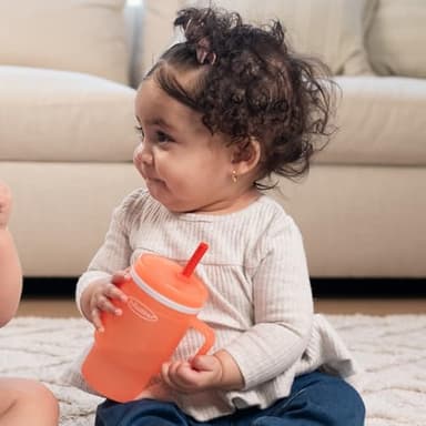 Infantino My 1st Tumbler, Durable Plastic Sippy Cup with Straw & Handle, Spill-Resistant Baby Cup for On-the-Go, BPA-Free Transition Cup, Pink - Image 7