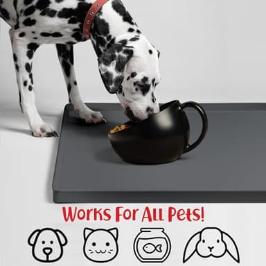 DogBuddy Dog Food Mat – Waterproof Dog Bowl Mat for Food and Water, Silicone Pet Feeding Mats for Floors, Non-Slip Placemat with High Edges for Dogs Bowls, Puppy Essentials (XXL: 32"x24", Shadow) - Image 4