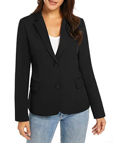 LookbookStore Casual Black Two Buttons Work Blazers for Women Office Jacket Suit Women's Trendy Blazers Suit Jackets 2025 Business Casual Outfits for Women Size Large Blazer Size 12 14 - Image 6