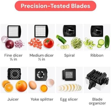 Fullstar The Original Pro Chopper - Vegetable Chopper and Spiralizer, Food Chopper with Container, Fruit Slicer, Kitchen Gadgets & Gifts, Home Essentials (8 in 1, Black - Image 6