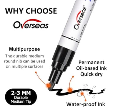 Overseas Yellow Paint Pens Permanent Markers 24 Pcs, Oil Based Paint Markers Set, Quick Drying, Waterproof, Medium Tip Marker Pens for Metal, Rock, Wood, Plastic, Canvas, Glass, Stone, Rubber, Paper - Image 2