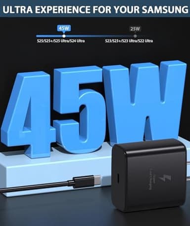 45W Super Fast Charger USB C- 45 Watt Type C Fast Charging Android Phone Charger Compatible with Samsung Galaxy S25 Ultra/S25/S25+/S24/S24+/S24Ultra/S23+/S23 Ultra/S22 Ultra Tab,6ft C Cable - Image 3
