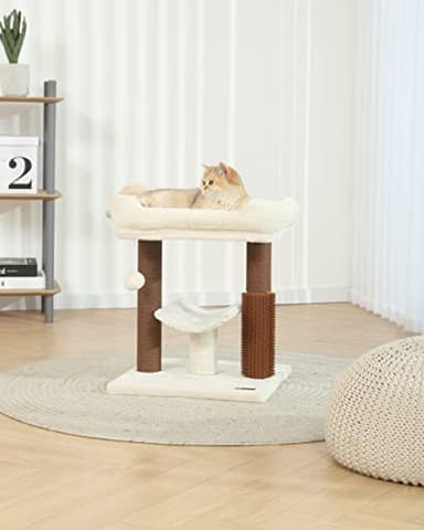 Hoopet cat Tree Tower,cat Scratching Post for Indoor Cats,Featuring with Super Cozy Perch,Cat Self Groomer and Interactive Dangling Ball Great for Kittens and Cats - Image 2