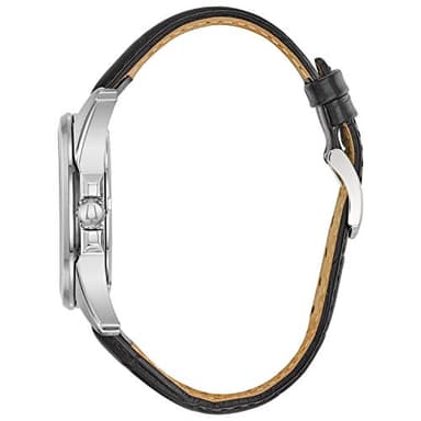 Bulova Men's Precisionist 3-Hand Calendar Stainless Steel with Black Leather Strap and Blue Dial Style: 96B257 - Image 2