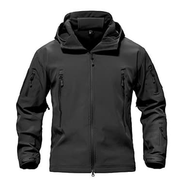TACVASEN Men's Military Fleece Liner Hooded Jackets Winter Warm Fleece Hood Softshell Tactical Waterproof Snowboard Jacket Black M - Image 1