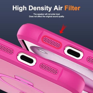 SKYLMW Compatible with iPhone 15 Case with Invisible Magnetic O-Ring Stand Military-Grade Translucent Case for iPhone 15 6.1" [Compatible with Mag-Safe][Great Grip Feeling], Rose - Image 8