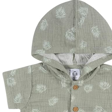 Gerber Baby Boys Hooded Cotton Romper, Palms, 3-6 Months - Image 3