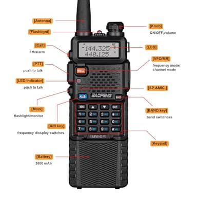 Baofeng UV-5R Ham Handheld Radio, 3800mAh Baateeries 8 Watt with TIDRADIO Wireless Programmer Long Range Two Way Radios Walkie Talkies Dual Band USB Rechargerable 3800mAh Battery Earpiece 2 Pack - Image 7