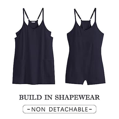 Caracilia Womens Summer Mini Dress 2025 Casual Sleeveless Built in Shapewear Sundress Trendy Short Tennis Athletic Outfits Navy Large - Image 5