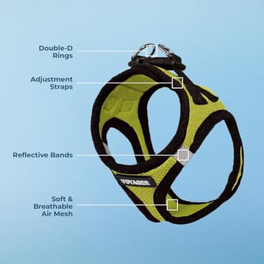 Best Pet Supplies Voyager Step-in Air Harness - All Weather Mesh, Reflective, No Pull Harness for Dogs, Cats - Secure with Hook & Loop Fastener, Buckle, Double D-Rings - Lime Green/Black Trim, M - Image 4